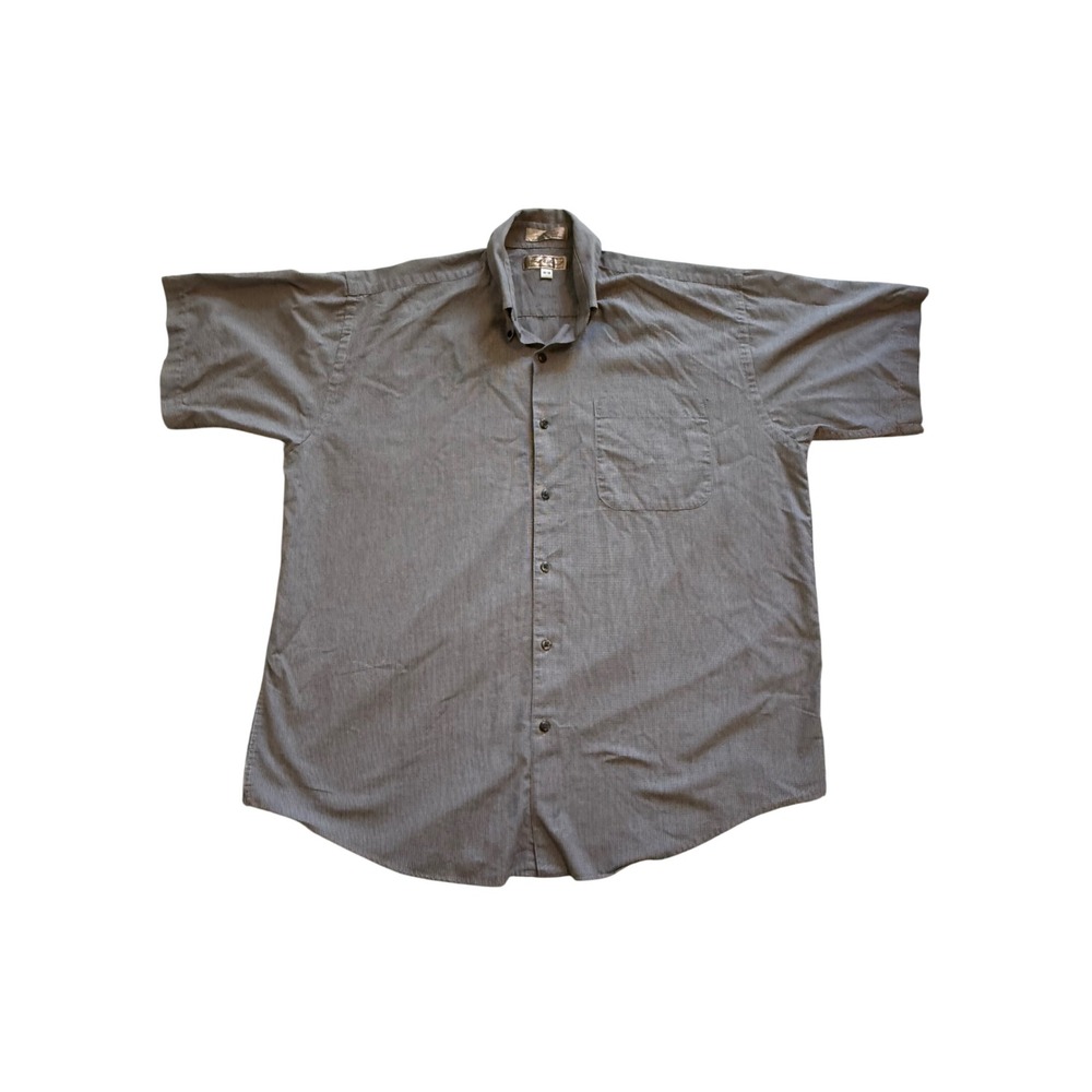 Croft & Barrow Microcheck Button Up Shirt Mens 16.5 Tan Black Excellent Vintage